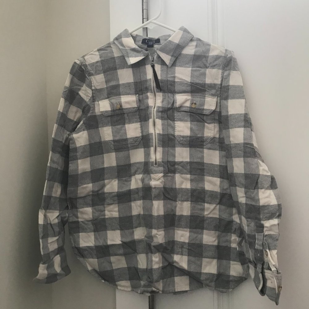 Chaps check flannel zip popover